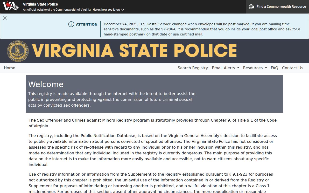 Cave Spring residents directory Virginia sex offender registry search