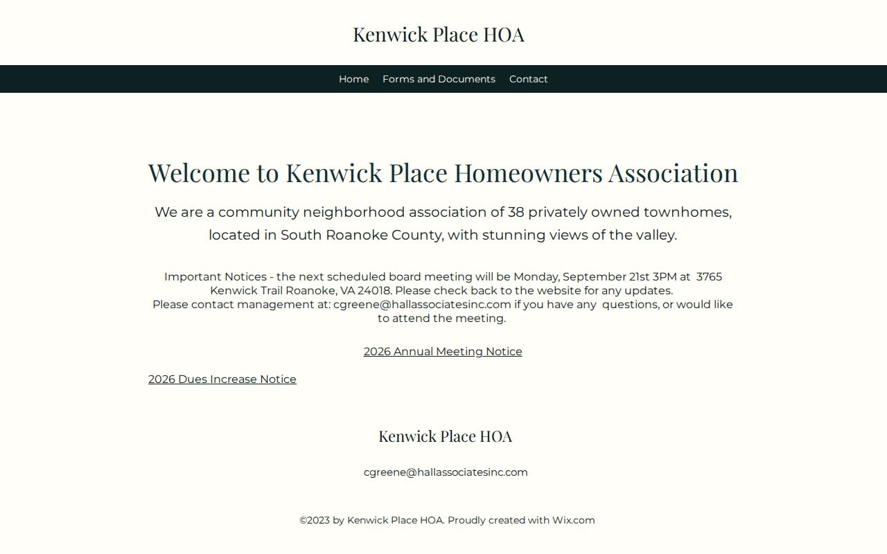 Cave Spring neighbors Kenwick Place public notices and contact layer