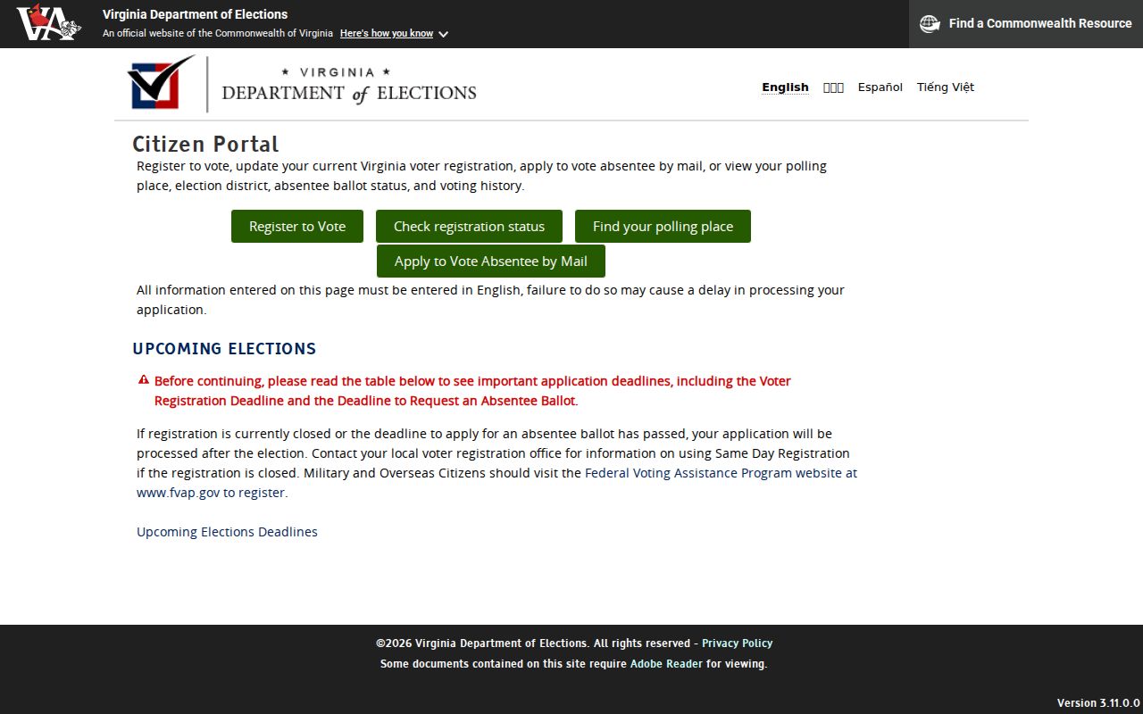 Cave Spring resident lookup using Virginia voter information portal